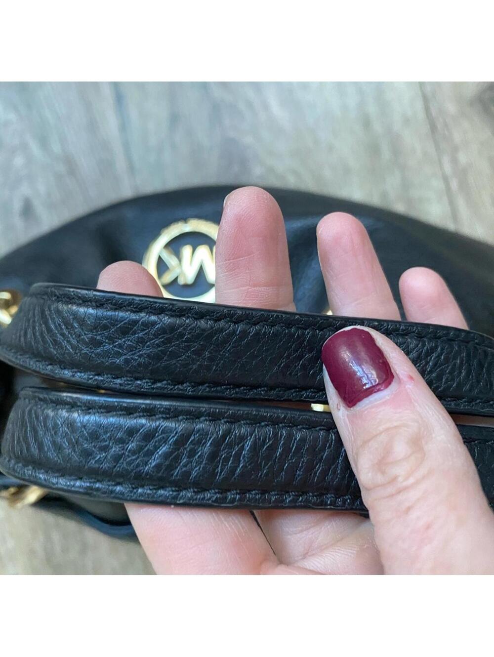 Michael Kors Fulton Chain Tote Black Pebbled Leather Handbag - Picture 4 of 8